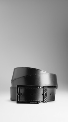 Check Engraved Leather Belt