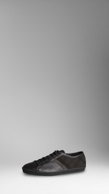 Check Cotton Leather Trainers