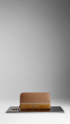 Colour Block Leather Ziparound Wallet