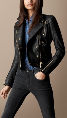Chaqueta motera en cuero de ovino