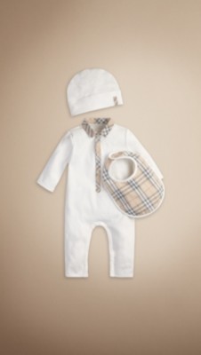 Baby Check Collar Playsuit Gift Set