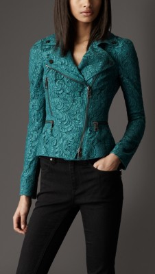 Cropped Lace Biker Jacket