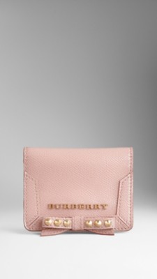 Patent London Leather Studded Bow ID Card Case
