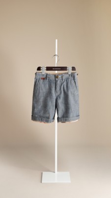 Check Lined Chambray Shorts