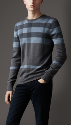 Check Wool Silk Sweater