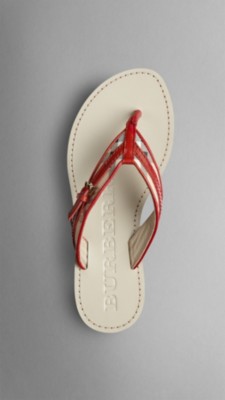 Check Buckle Detail Flip Flops