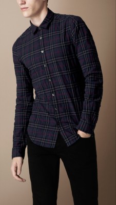Check Crinkled Cotton Shirt