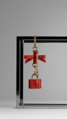Grainy Leather Padlock Key Charm
