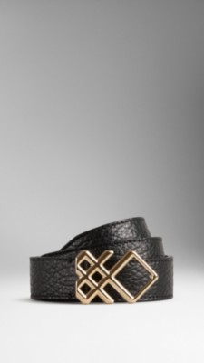 Leather Check Buckle Belt