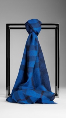 Check Houndstooth Cotton Cashmere Scarf