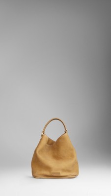 Small Suede Nubuck Leather Hobo Bag