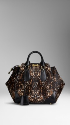 Medium Animal Print Calfskin Tote Bag