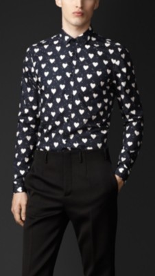 Heart Print Cotton Shirt