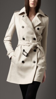 Mid-Length Wool Cashmere Trench Coat