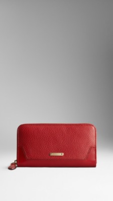Grainy Leather Ziparound Wallet