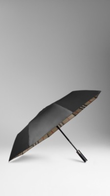 Check-Lined Folding Umbrella