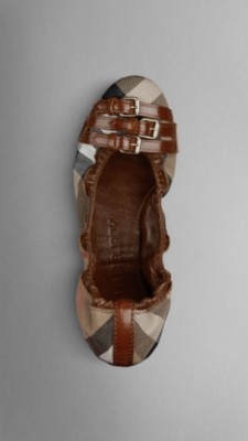 Bridle House Check Ballerinas