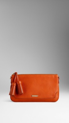 London Leather Tassel Clutch Bag