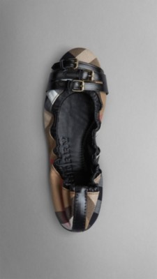 Bridle House Check Ballerinas