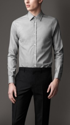 Modern Fit Micro-Check Cotton Shirt