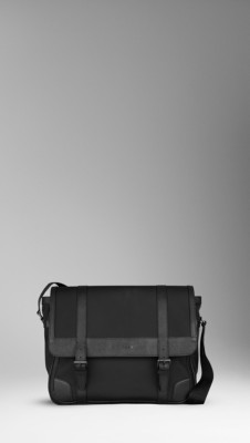 London Leather and Nylon Messenger Bag