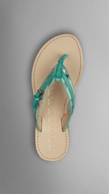 Check Buckle Detail Flip Flops