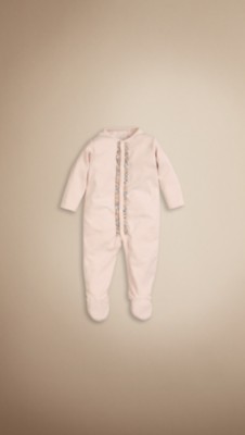 Check Ruffle Cotton Sleepsuit
