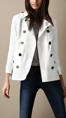 Short Stretch-Cotton Trench Coat