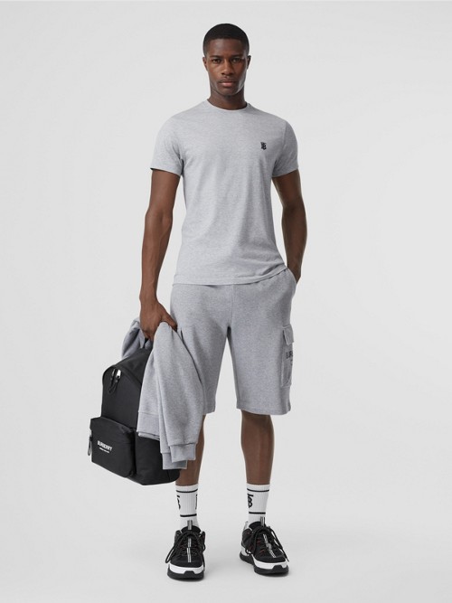 Burberry Parker Embroidered Logo T-Shirt In Grey