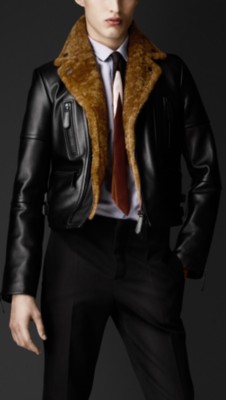 Shearling Detail Biker Jacket