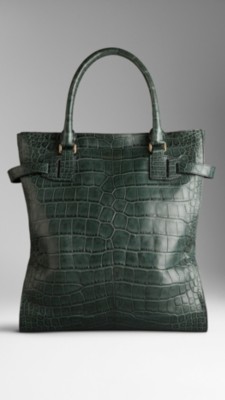 Tarnished Alligator Leather Tote Bag