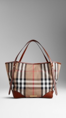 Bolso tote mediano de checks House en cuero engrasado