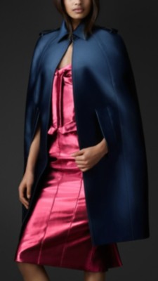 Satin Sculptural Trench Cape