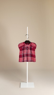 Check Stretch-Cotton Blouse