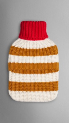 Striped Knitted Cashmere Hot Water Bottle Cover Burberry