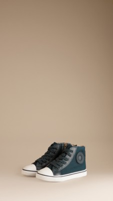 Cotton Twill High-Top Trainers