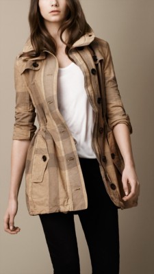 Cotton Linen Check Parka