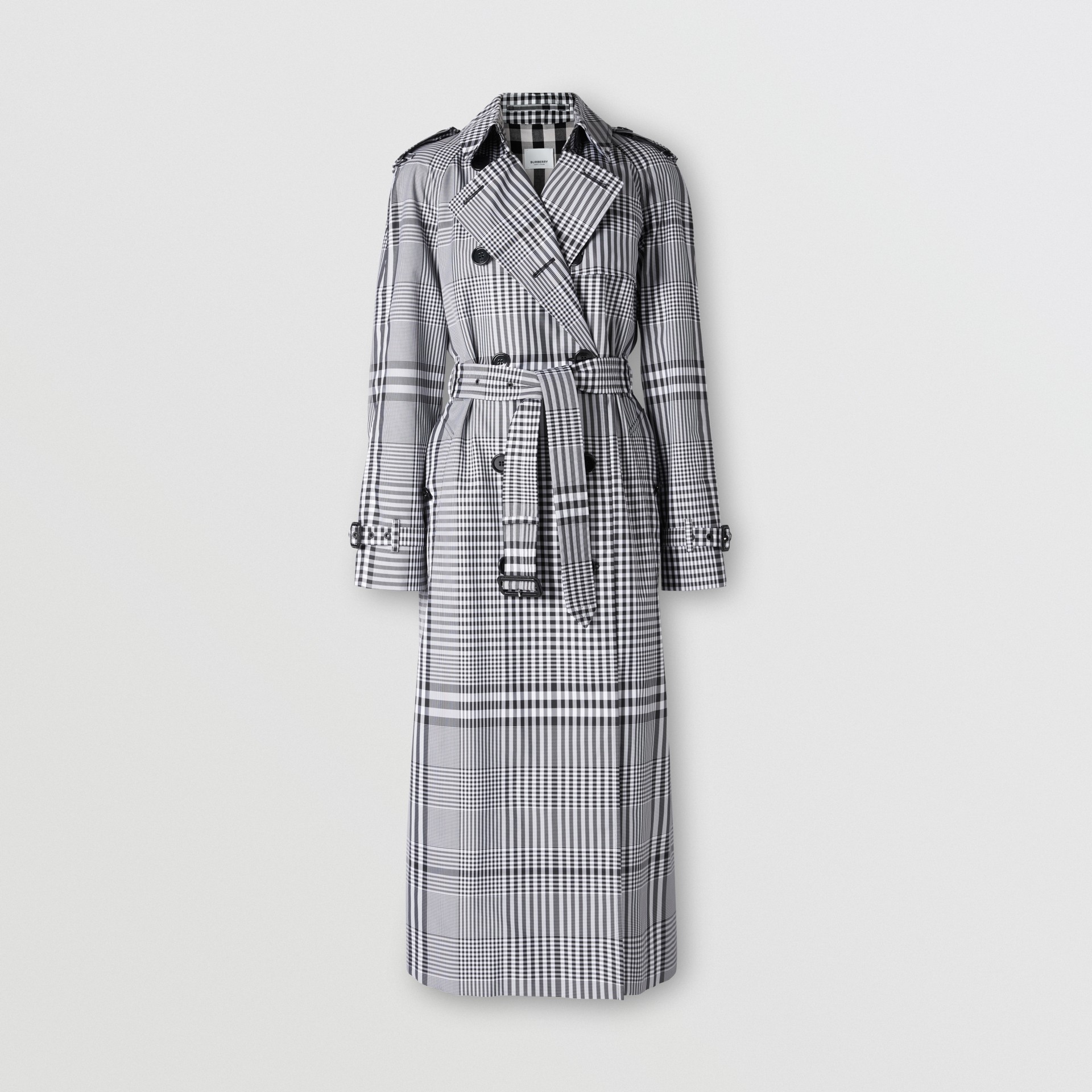 Check Twill Trench Coat in Black/white Women Burberry United States