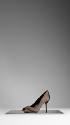 Peep-Toe Satin Pumps