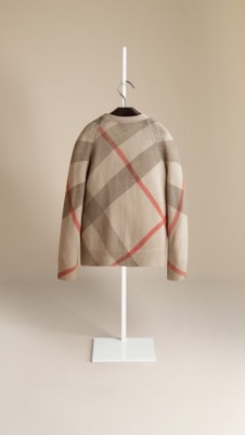 Check V Neck Wool Cashmere Cardigan Burberry 8723