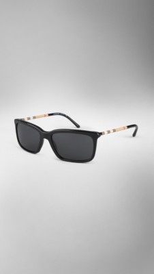 Check Arm Square Frame Sunglasses