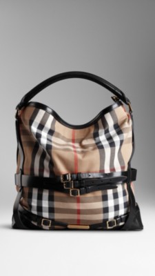 Large Bridle House Check Hobo Bag