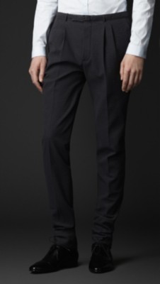 Slim Fit Striped Seersucker Trousers