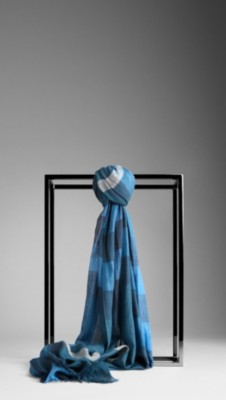 Check Wool Silk Scarf