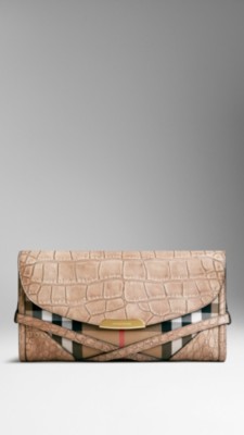 Alligator And Bridle House Check Clutch Bag