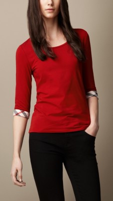 Check Cuff Cotton Top