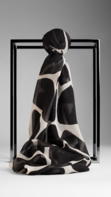 Animal Print Cashmere Silk Scarf