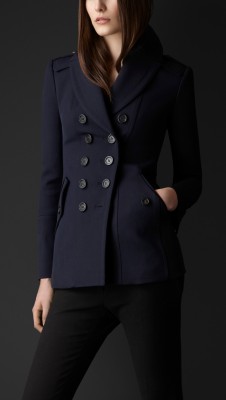 Shawl Collar Fitted Pea Coat