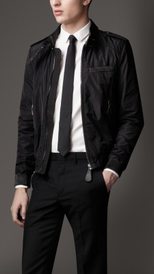 Leather Detail Zip-Through Blouson