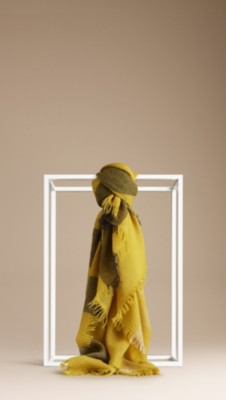 Check Wool Cashmere Square